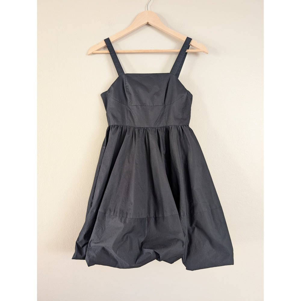 Vero Moda Black Cotton Bubble Hem Mini Dress Square Neck Sleeveless XS Playful
